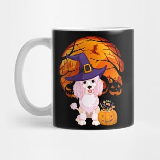 Poodle pumpkin witch Mug